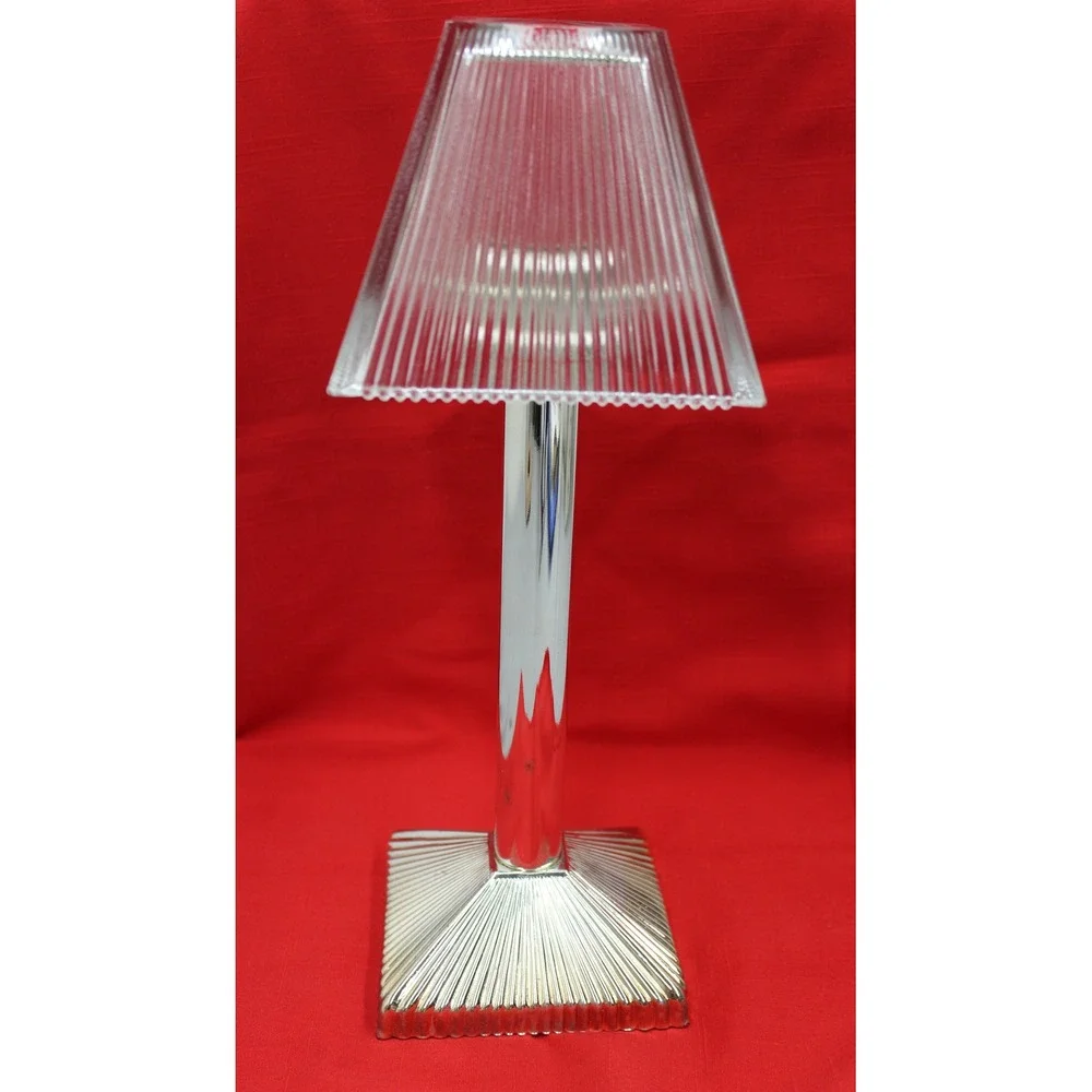 Partylite Candle Lamp Silver Reeds P0338B P0338G Ribbed Glass Shade Base
